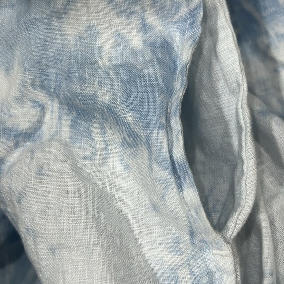 Magaschoni Cloudy Tie Dye‎ Dress M Blue White Frayed Raw Hem Boho Cuffed Short - Picture 9 of 10